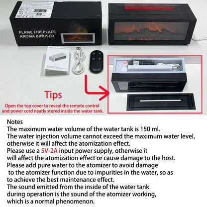 Simulation Fireplace Humidifier, 1 Count USB Powered Flame Diffuser Humidifier with Timer, Waterless Auto-Off Humidifier for Home Room Office, Home Desktop Humidifier, USB Humidifier Machine, Diffusers Humidifiers