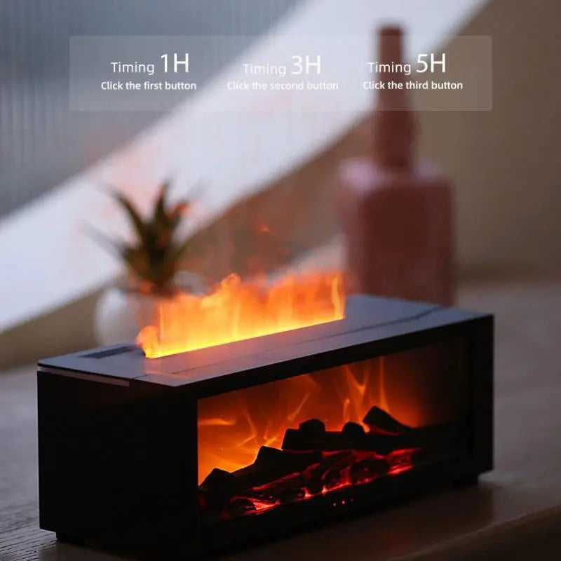 Simulation Fireplace Humidifier, 1 Count USB Powered Flame Diffuser Humidifier with Timer, Waterless Auto-Off Humidifier for Home Room Office, Home Desktop Humidifier, USB Humidifier Machine, Diffusers Humidifiers