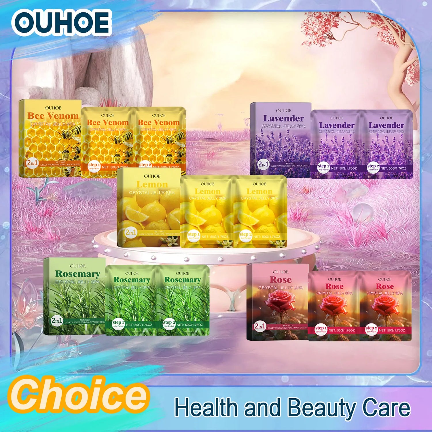Revitalize Your Feet with OUHOE Crystal Jelly Spa Foot Soak - Exfoliate Dead Skin, Soften Calluses, and Eliminate Fatigue!