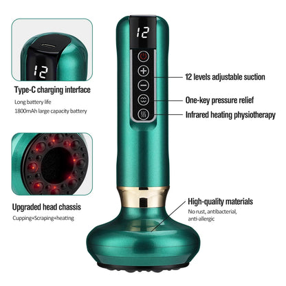 Revolutionize Your Relaxation with the Smart Body Massage Suction Vacuum Cupping Device - 6/12 Levels of Anti-Cellulite Heating for Ultimate Wellness
