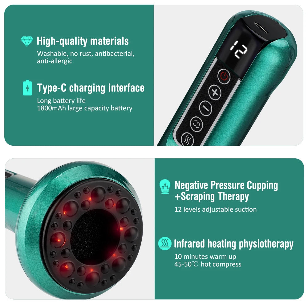 Revolutionize Your Relaxation with the Smart Body Massage Suction Vacuum Cupping Device - 6/12 Levels of Anti-Cellulite Heating for Ultimate Wellness