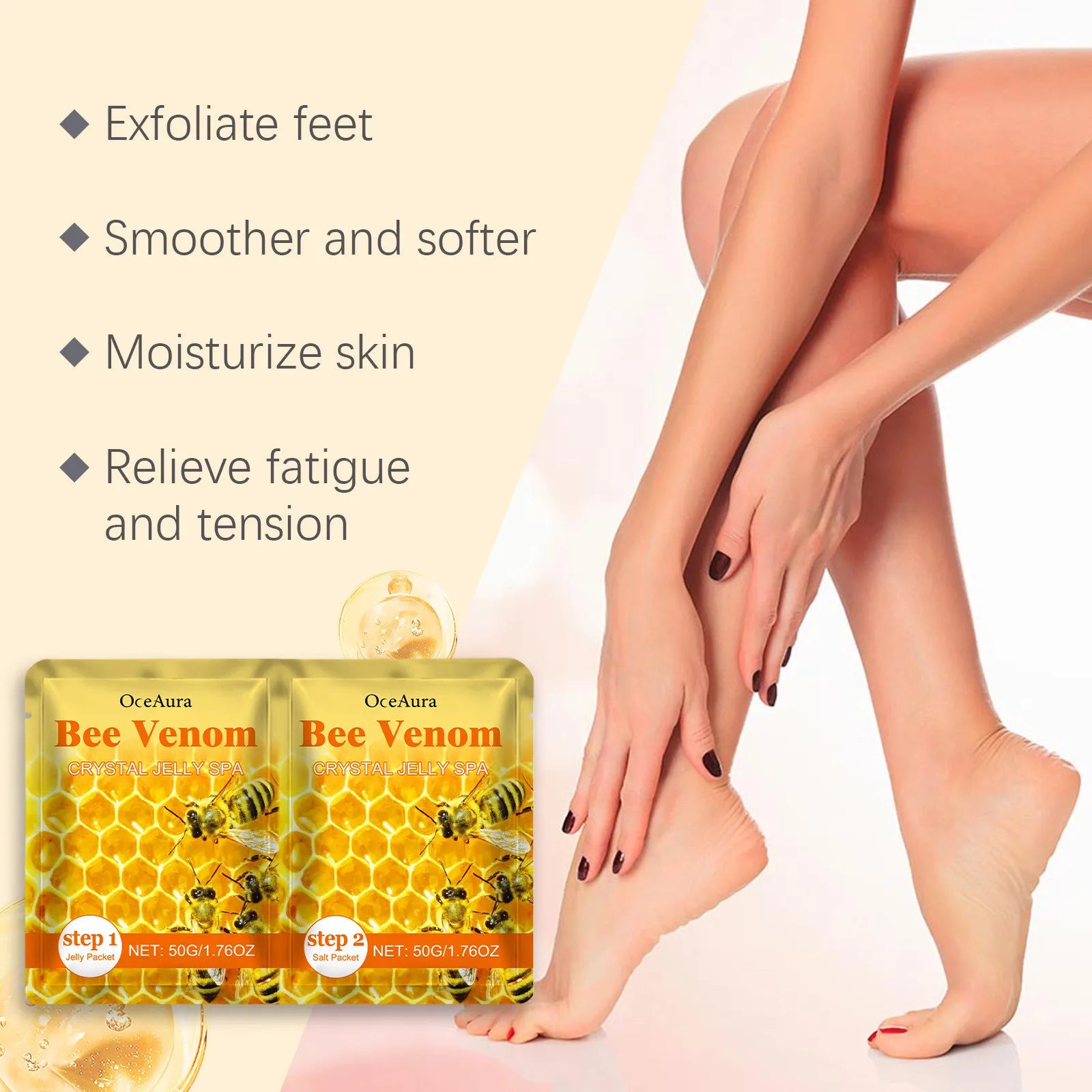 Revitalize Your Feet with OUHOE Crystal Jelly Spa Foot Soak - Exfoliate Dead Skin, Soften Calluses, and Eliminate Fatigue!