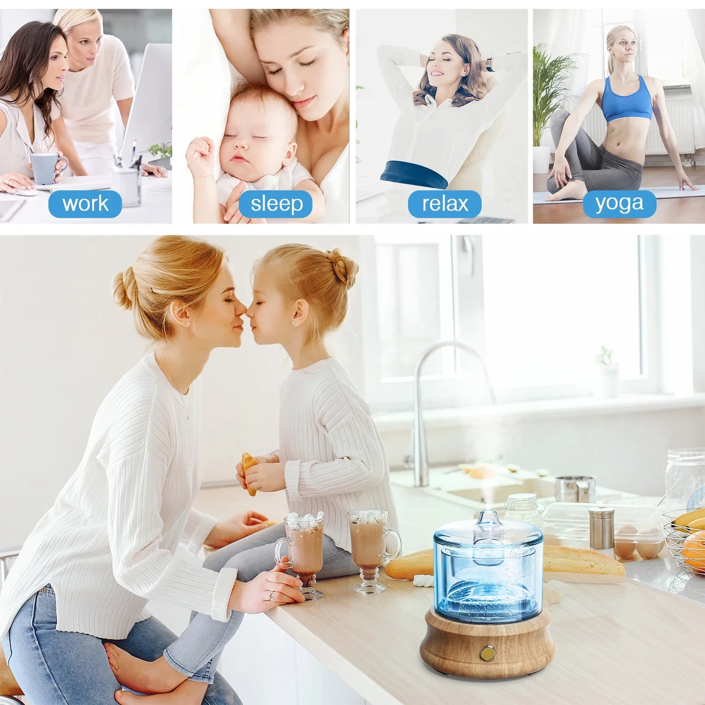Elevate Your Space with the Elegant Glass Essential Oil Diffuser – Mist Discharge, Auto Shut-Off, and Colorful Lights for a Relaxing Atmosphere